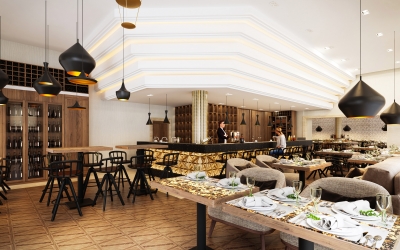 Araz étterem belsőépítészeti látványtervek