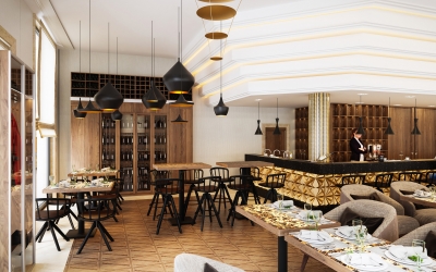 Araz étterem belsőépítészeti látványtervek