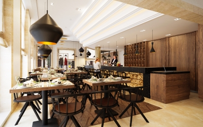 Araz étterem belsőépítészeti látványtervek