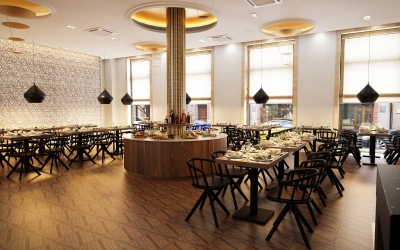 Araz étterem belsőépítészeti látványtervek