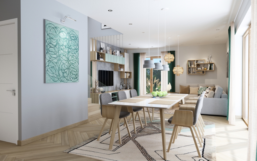 3DVisionDesign belsőépítészeti látványterv modern nappali