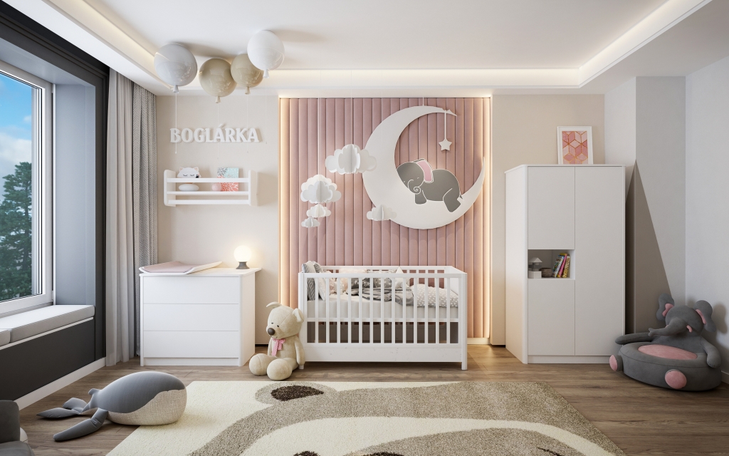 Elegant gyerekszoba tervezés termékvizualizáció látványterv