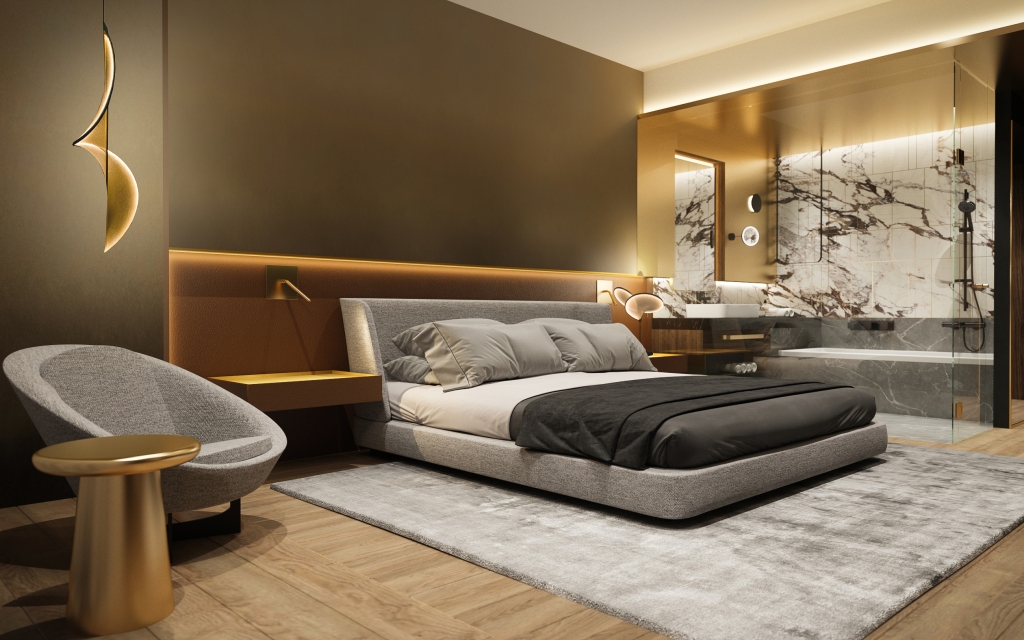 3DVisionDesign Hotelszoba belsőépitészeti látványterv