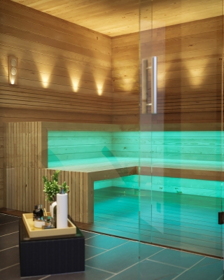 3DVisionDesign Modern szaunaház termékvizualizáció Wellness szauna