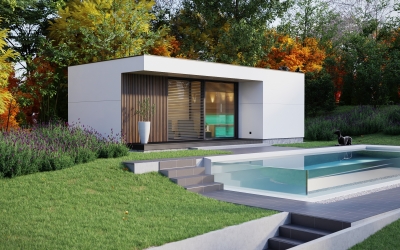 3DVisionDesign Modern szaunaház termékvizualizáció Wellness szauna