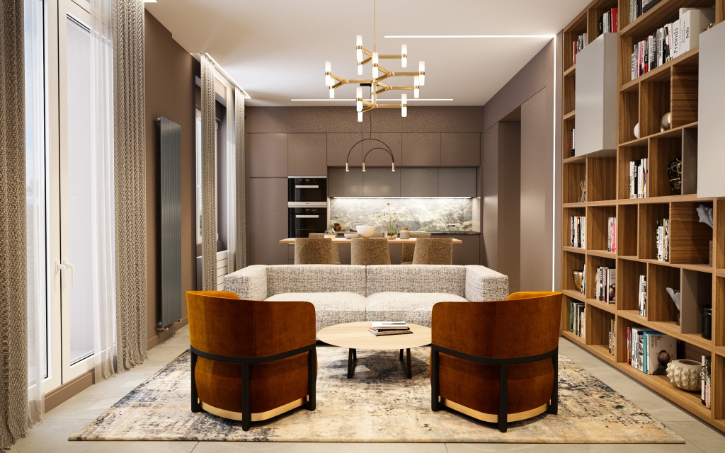 3DVisionDesign Nappali konyha étkező belsőépítészeti látványtervek