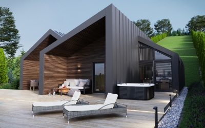 Emotion nyaralóház homlokzati látványterv