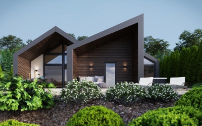 Emotion nyaralóház homlokzati látványterv