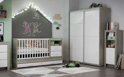 3DVisionDesign zöld szürke fiúszoba design lakberendezés gyerekszoba termékvizualizació 3d látványterv