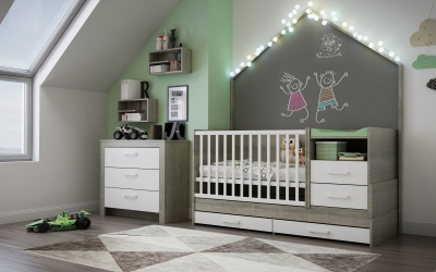 3DVisionDesign zöld szürke fiúszoba design lakberendezés gyerekszoba termékvizualizació 3d látványterv