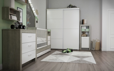 3DVisionDesign zöld szürke fiúszoba design lakberendezés gyerekszoba termékvizualizació 3d látványterv