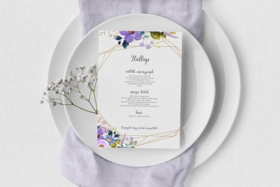 Esküvői meghívó, itallap, menülap, ültetőkártya grafika tervezés