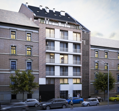 Újépítésű társasház látványtervek Budapest belvárosában