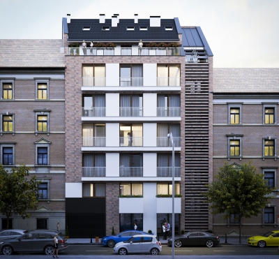 Újépítésű társasház látványtervek Budapest belvárosában